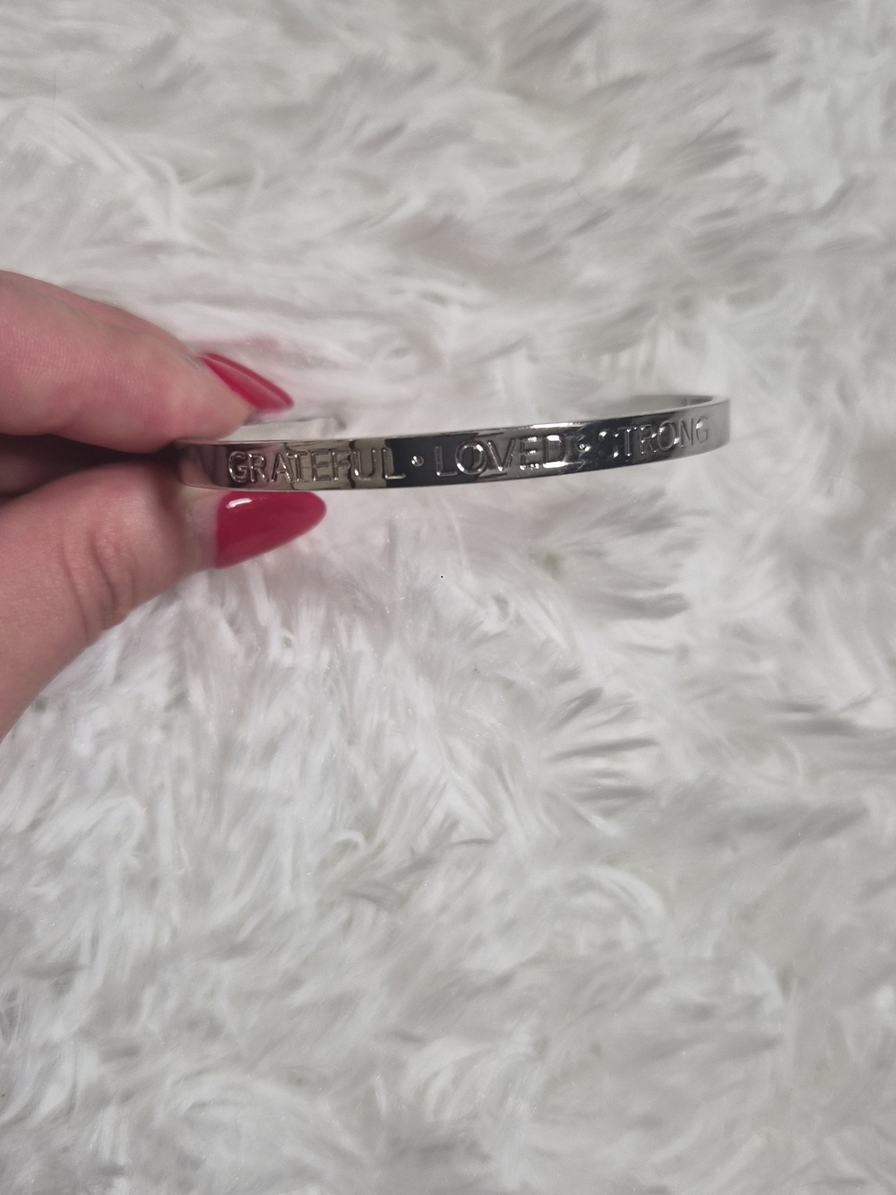 Talbots Cuff Bracelet Silver Tone Grateful Loved Strong Inspirational Preppy ✨️